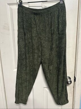 Cozy Olive Green Plush Lounge Pants